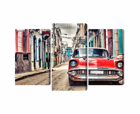 Canvastavla - Red chevrolet car in retro style