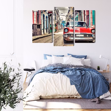 Canvastavla - Red chevrolet car in retro style