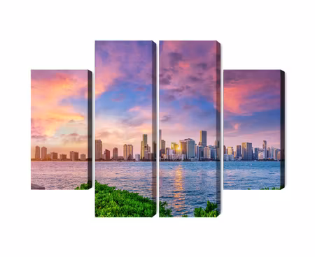 Canvastavla - Panorama of miami during the sunset
