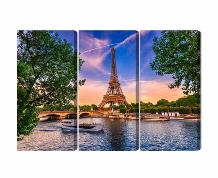 Canvastavla - Eiffel tower and seine river at sunset