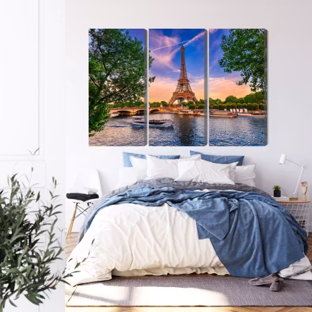 Canvastavla - Eiffel tower and seine river at sunset