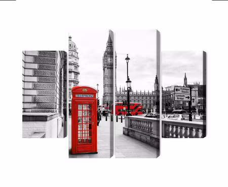 Canvastavla - London telephone booth and big ben