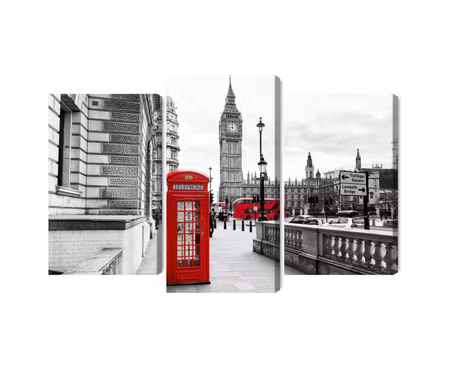 Canvastavla - London telephone booth and big ben