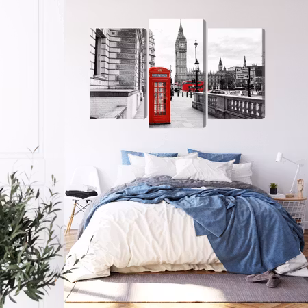 Canvastavla - London telephone booth and big ben