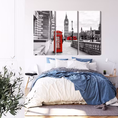 Canvastavla - London telephone booth and big ben