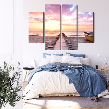 Canvastavla - Boat on the beach 3d