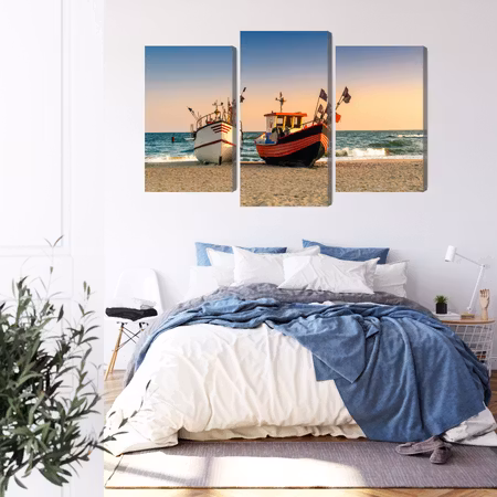 Canvastavla - Fishing boats on the beach