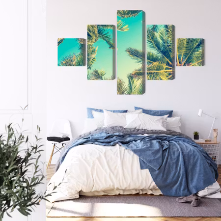 Canvastavla - Bottom view of the palm trees