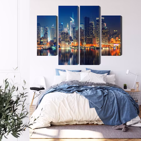 Canvastavla - Panoramic view of manhattan at night