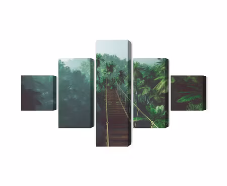 Canvastavla - Rope bridge in the jungle 3d