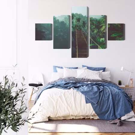 Canvastavla - Rope bridge in the jungle 3d