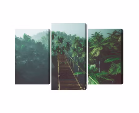 Canvastavla - Rope bridge in the jungle 3d