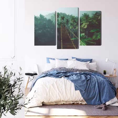 Canvastavla - Rope bridge in the jungle 3d