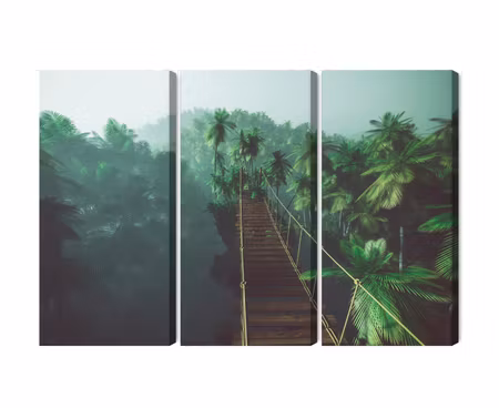 Canvastavla - Rope bridge in the jungle 3d