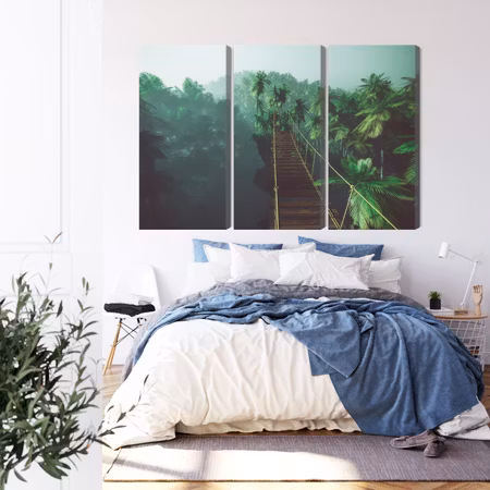 Canvastavla - Rope bridge in the jungle 3d