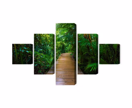 Canvastavla - Wooden bridge in a tropical forest 3d