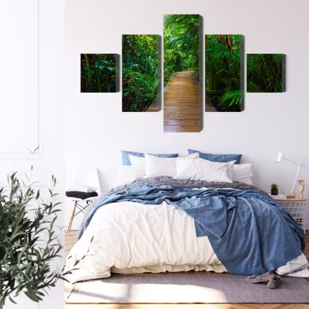 Canvastavla - Wooden bridge in a tropical forest 3d