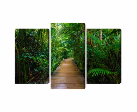 Canvastavla - Wooden bridge in a tropical forest 3d