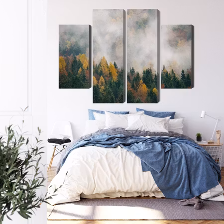 Canvastavla - Autumn forest in fog 3d