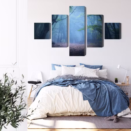 Canvastavla - Hazy 3d forest landscape