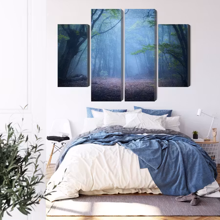 Canvastavla - Hazy 3d forest landscape