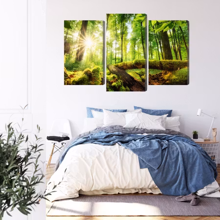 Canvastavla - Rays of the sun in the 3d forest