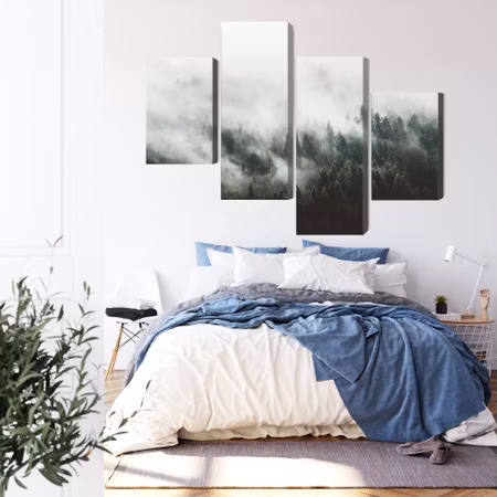 Canvastavla - 3d misty forest landscape