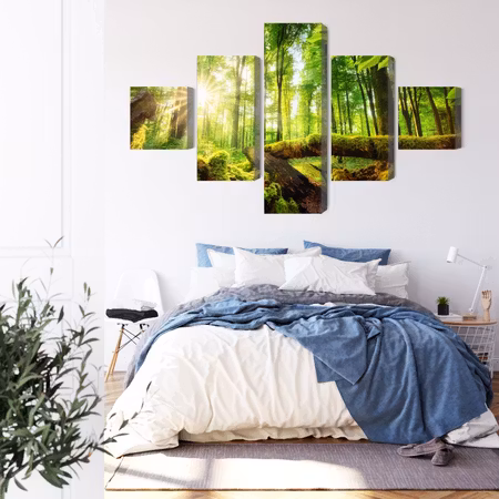 Canvastavla - Rays of the sun in the 3d forest