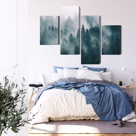 Canvastavla - Fog in the green forest