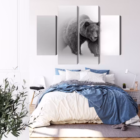 Canvastavla - Bear in the fog 3d