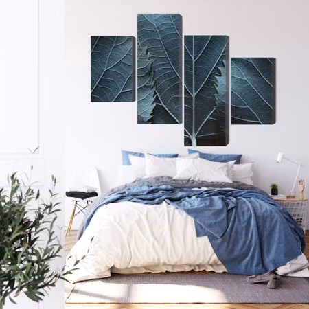 Canvastavla - Leaves with a macro with a 3d effect