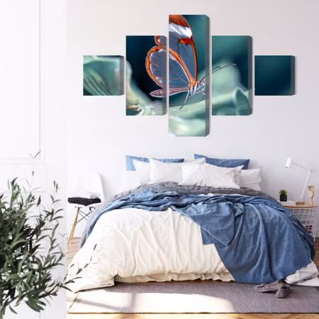 Canvastavla - Glass-winged butterfly close up