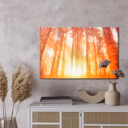 Canvastavla - Dawn in a beautiful forest