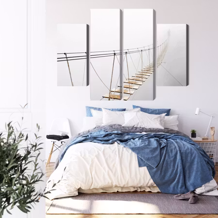 Canvastavla - Hanging bridge in the fog