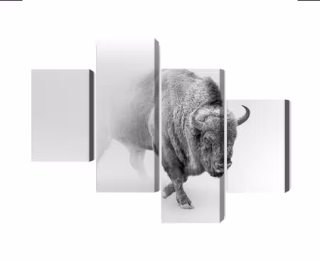 Canvastavla - Bison in the fog 3d