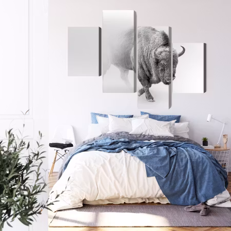 Canvastavla - Bison in the fog 3d