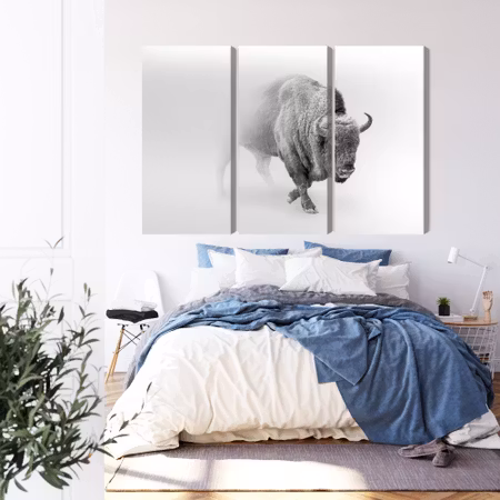 Canvastavla - Bison in the fog 3d