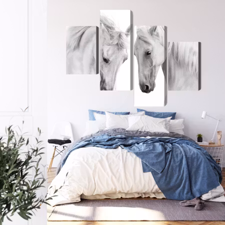 Canvastavla - Two horses on a white background