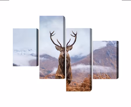 Canvastavla - A deer on a background of a 3d mountain