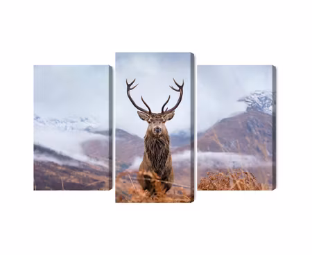 Canvastavla - A deer on a background of a 3d mountain