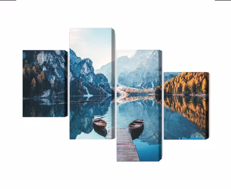 Canvastavla - Lake braies in the italian dolomites 3d