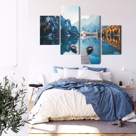 Canvastavla - Lake braies in the italian dolomites 3d