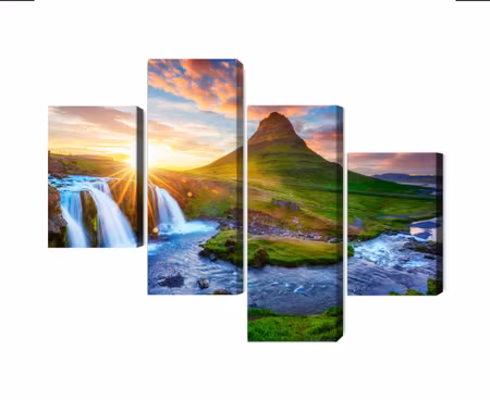 Canvastavla - View of the kirkjufellsfoss waterfall