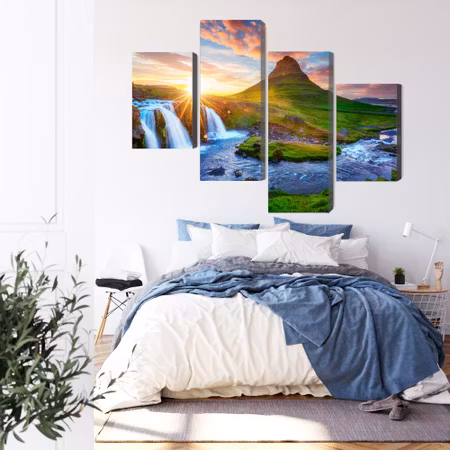 Canvastavla - View of the kirkjufellsfoss waterfall