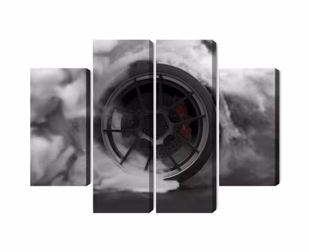 Canvastavla - Car wheel in a cloud of 3d smoke