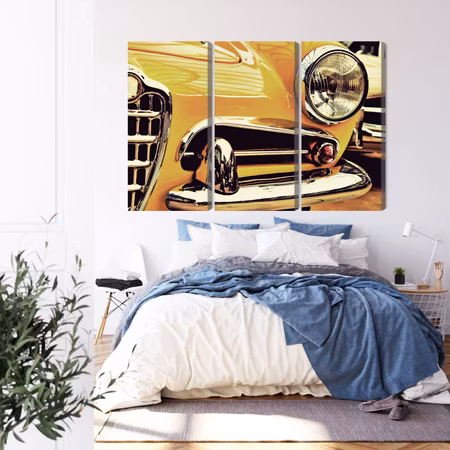 Canvastavla - The front of a vintage car