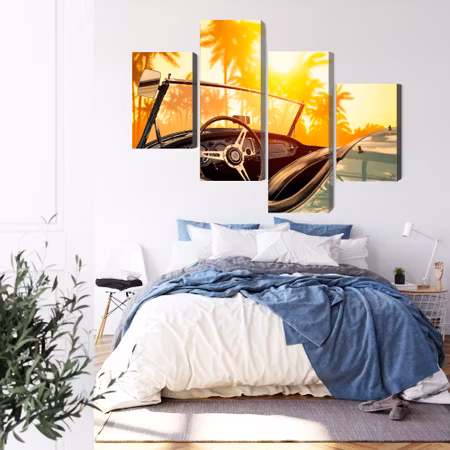 Canvastavla - View from the car at the retro sunset