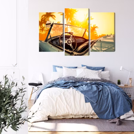 Canvastavla - View from the car at the retro sunset