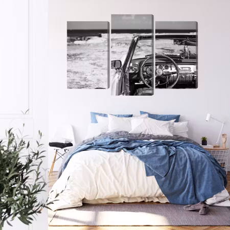 Canvastavla - The interior of an old cuban car