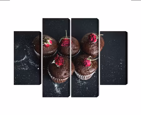 Canvastavla - Chocolate muffins with roses